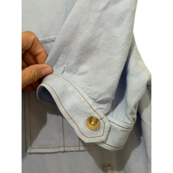 Soft Surroundings Tiered Button-Up Casual Midi Shirt Dress Size S denim - Picture 5 of 10